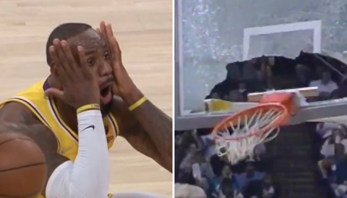 La superstar NBA des Los Angeles Lakers, LeBron James, choquée devant l'énorme mixtape d'une cible de son équipe, sont les dunks ont déjà détruit des panneaux