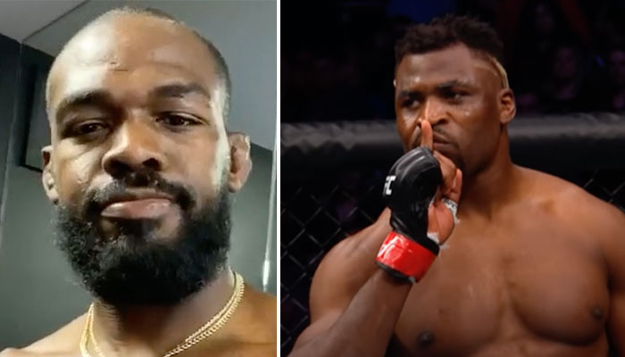 La légende de l'UFC Jon Jones (gauche), et l'ancien champion des poids lourds Francis Ngannou (droite)