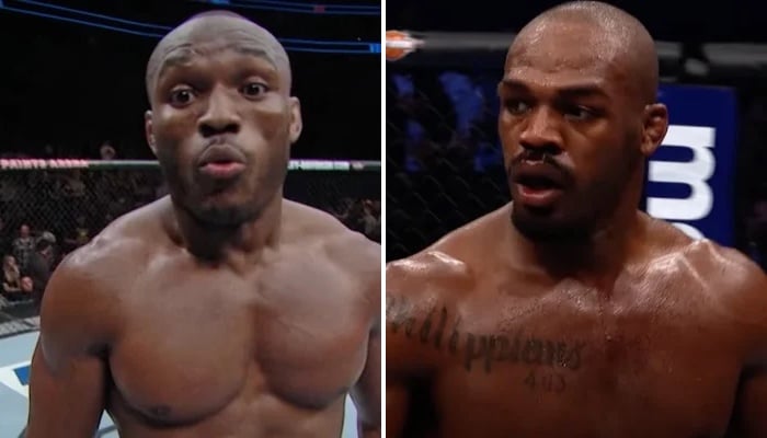 Les stars de l'UFC Kamaru Usman (gauche) et Jon Jones (droite)