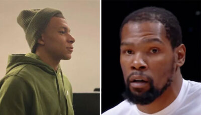 NBA – La photo virale de Kylian Mbappé (1m78) avec Kevin Durant (2m08) !