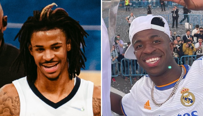 La star NBA des Memphis Grizzlies, Ja Morant, a été pris en photo avec l'attaquant brésilien du Real Madrid, Vinicius Jr., dans un état qui interroge