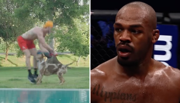 La superstar et ancien champion de l'UFC Jon Jones a réagi à la vidéo montrant Logan Paul se faire coucher par son propre chien