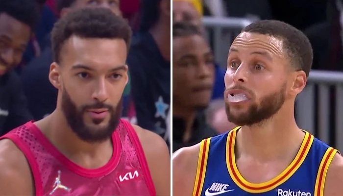 Les stars NBA Rudy Gobert (gauche) et Stephen Curry (droite)