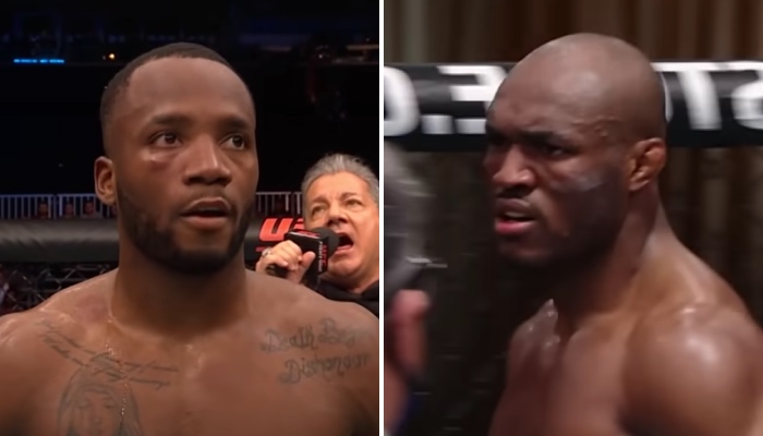 Le champion UFC des poids welters, Leon Edwards (gauche), et son prédécesseur Kamaru Usman (droite)