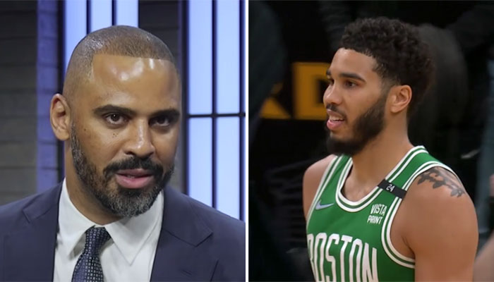 Le coach NBA Ime Udoka (gauche) et la star des Boston Celtics Jayson Tatum (droite)