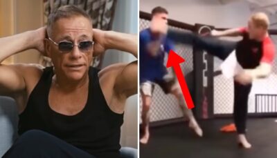 À 61 ans, Jean-Claude Van Damme dégomme un combattant UFC en pleine tête ! (vidéo)