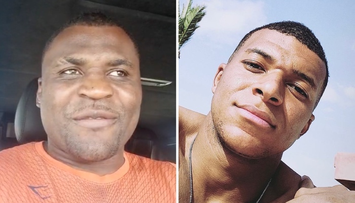 Le combattant MMA camerounais Francis Ngannou (gauche) et l'attaquant star français Kylian Mbappé (droite)
