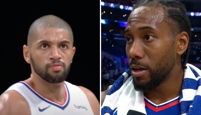 Les joueurs NBA des Los Angeles Clippers, Nicolas Batum (gauche) et Kawhi Leonard (droite)