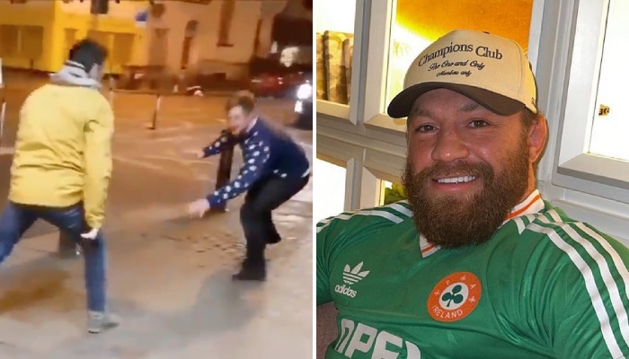Deux fans irlandais de Conor McGregor, visiblement ivres, ont vécu un moment inoubliable après l'avoir imité en plein combat