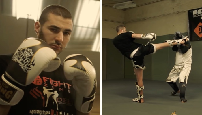 Karim Benzema qui s'entraine en boxe thailandaise