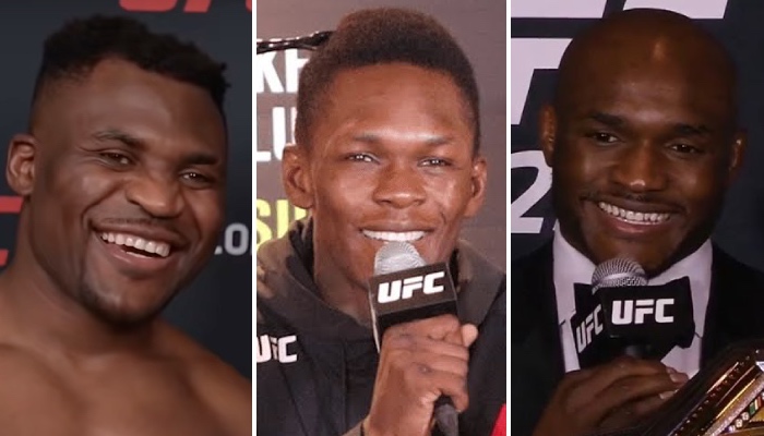 Kamaru Usman, Israel Adesanya et Francis Ngannou