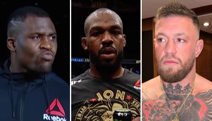 Francis Ngannou, Jon Jones et Conor McGregor, légendes de l'UFC