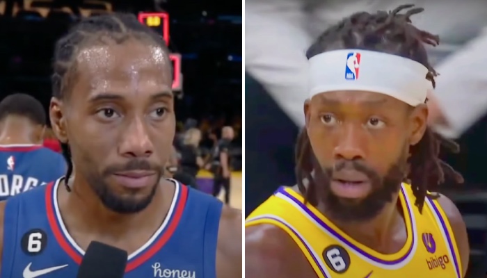 Les joueurs NBA Kawhi Leonard (gauche) et Patrick Beverley (droite)