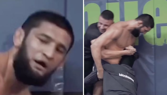 La star de l'UFC Khamzat Chimaev a récemment vu l'un de ses incroyables entrainement, durant lequel il empêche deux combattants de l'emmener au sol, fuiter