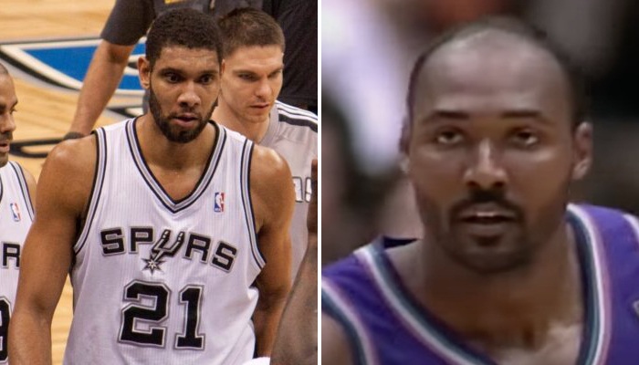 NBA Karl Malone attaqué par Tim Duncan