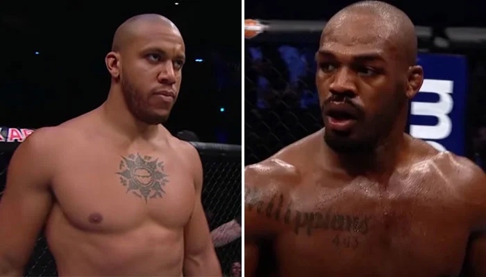 Les combattants UFC Ciryl Gane (gauche) et Jon Jones (droite)