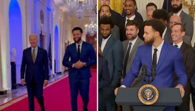 NBA – Déchaîné, la punchline virale de Steph Curry aux côtés de Joe Biden !