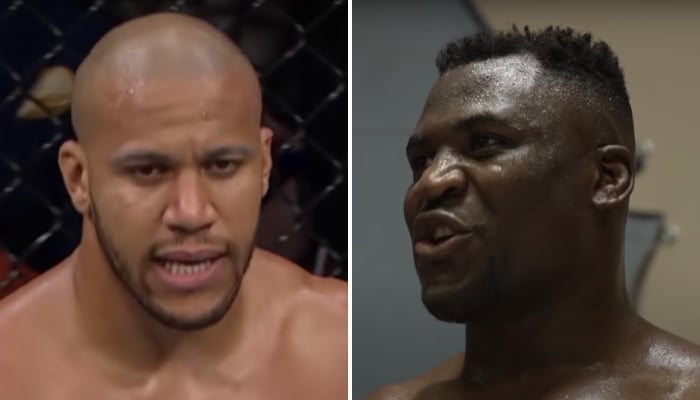 Les combattants MMMA Ciryl Gane (gauche) et Francis Ngannou (droite)