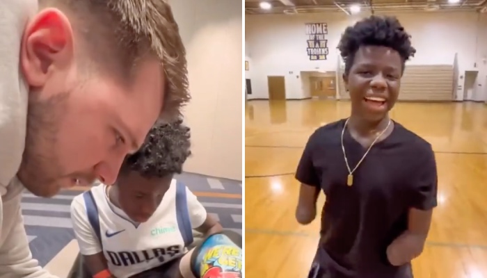 Luka Doncic et un jeune fan handicapé