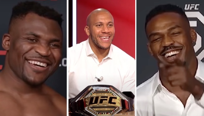 Jon Jones, Ciryl Gane et Francis Ngannou avec le sourire