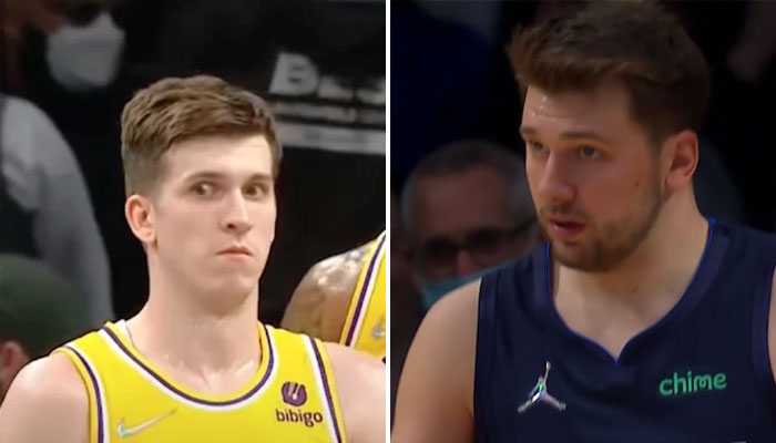 Les stars NBA Austin Reaves (gauche) et Luka Doncic (droite)