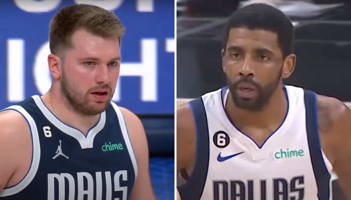 Les superstars NBA des Dallas Mavericks, Luka Doncic (gauche) et Kyrie Irving (droite)