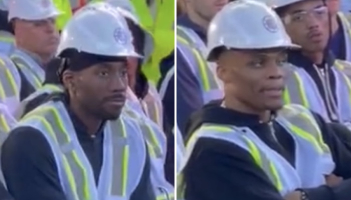 Russell Westbrook et Kawhi léonard sur un chantier