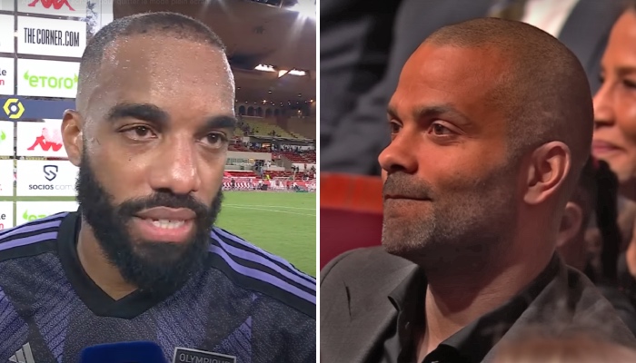 L'attaquant star français de l'Olympique Lyonnais, Alexandre Lacazette (gauche), et le dirigeant de l'ASVEL Tony Parker (droite)