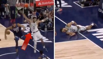 NBA – Scène flippante, Jayson Tatum monte sur Rudy Gobert (117kg), perd le contrôle et s’écrase au sol !