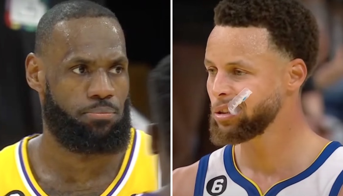 NBA superstars LeBron James (left) and Stephen Curry (right)