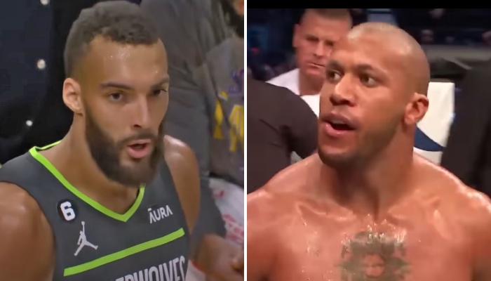 La star NBA des Minnesota Timberwolves, Rudy Gobert (gauche), et le combattant UFC français Ciryl Gane (droite)