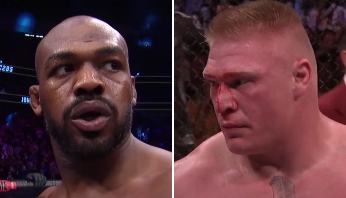 Les légendes de l'UFC Jon Jones (gauche) et Brock Lesnar (droite)