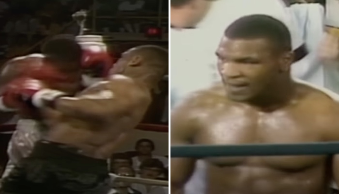 Mike Tyson, lors de son combat avec Marvis Frazier en 1986
