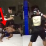 Séquence dingue : trop sonné après un violent KO, il se relève et frappe l’arbitre ! (vidéo)