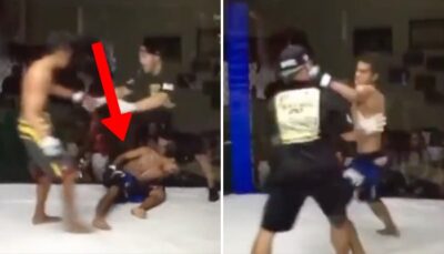 Séquence dingue : trop sonné après un violent KO, il se relève et frappe l’arbitre ! (vidéo)