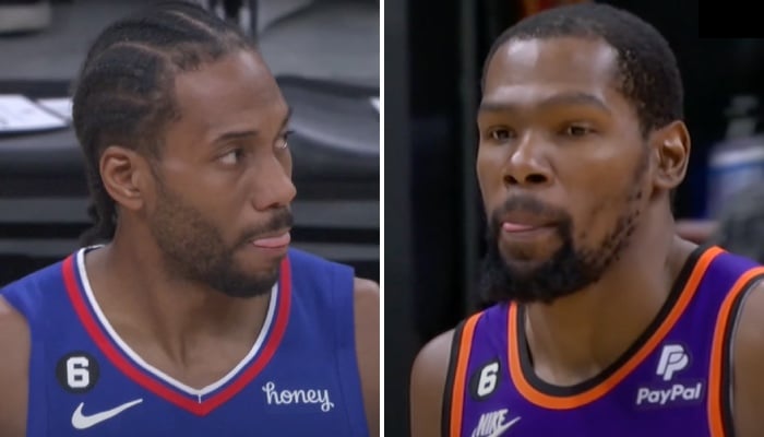 Les stars NBA Kawhi Leonard (gauche) et Kevin Durant (droite)