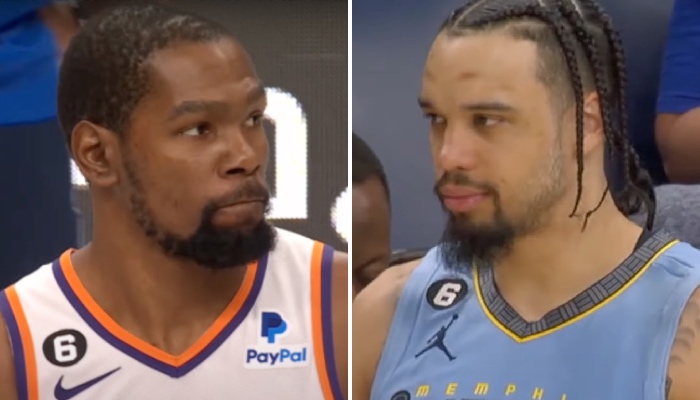 Les stars NBA Kevin Durant (gauche) et Dillon Brooks (droite)