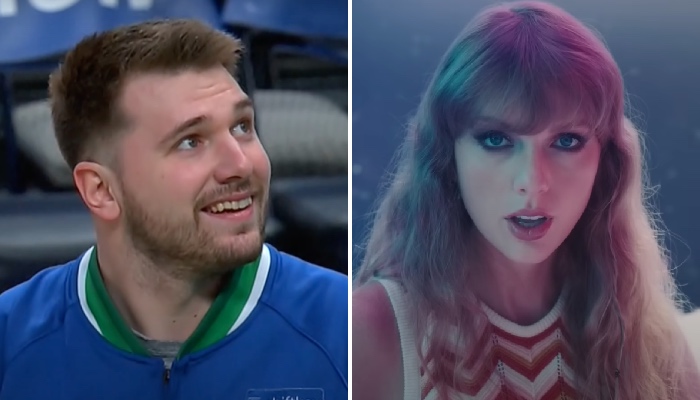 La superstar NBA des Dallas Mavericks, Luka Doncic (gauche), et la célèbre artiste pop Taylor Swift (droite)