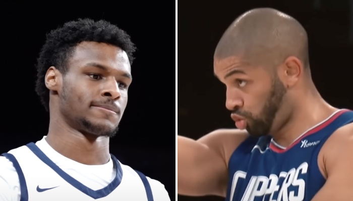 Le prospect NBA Bronny James (gauche) et le joueur français des Los Angeles Clippers, Nicolas Batum (droite)