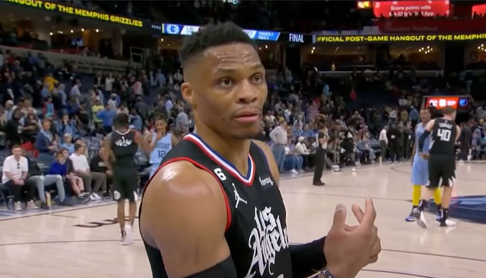 La star NBA Russell Westbrook sous le maillot des Los Angeles Clippers