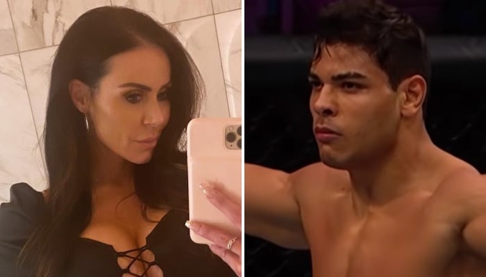 La célèbre actrice X Kendra Lust (gauche) et le combattant star de l'UFC Paulo Costa (droite)