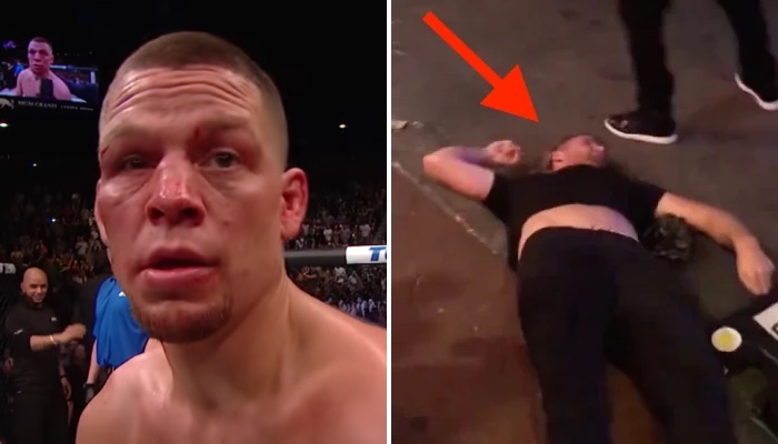 Le combattant UFC Nate Diaz (gauche) risque gros après ses actes de violence lors d'une bagarre de rue