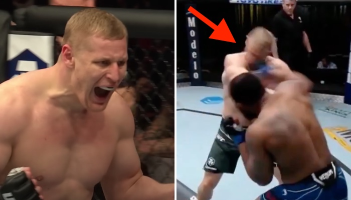 Le combattant UFC Sergei Pavlovich (gauche), ici lors de son combat face à Curtis Blaydes