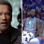 NBA – La photo virale d’Arnold Schwarzenegger (105 kilos), minuscule à côté d’une légende !