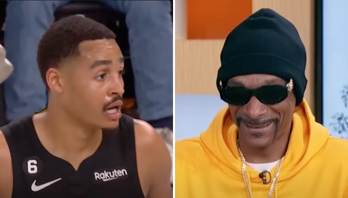 Jordan Poole, arrière des Warriors, et Snoop Dogg, légende du rap fan des Lakers