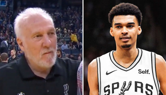 Gregg Popovich, le coach NBA des San Antonio Spurs, et Victor Wembanyama