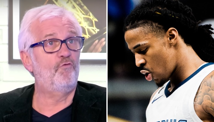 Le consultant de beIN Sports Jacques Monclar (gauche) et la superstar NBA Ja Morant (droite)