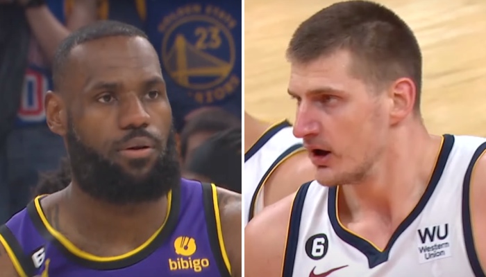 NBA superstars LeBron James (left) and Nikola Jokic (right)