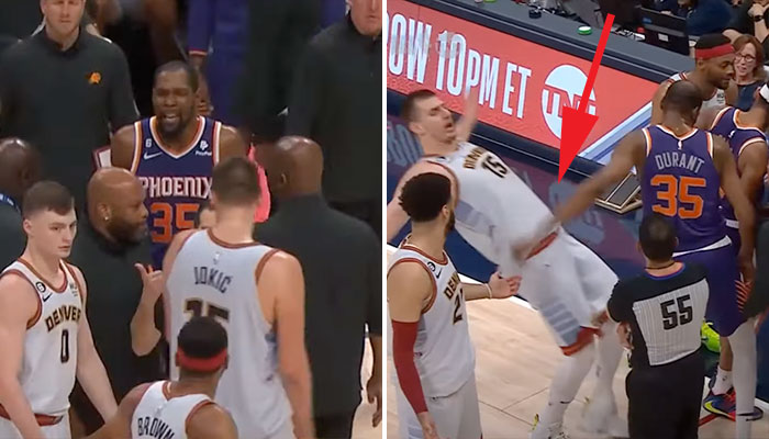 Accrochage entre Nikola Jokic et Kevin Durant au Game 5 entre Nuggets et Suns