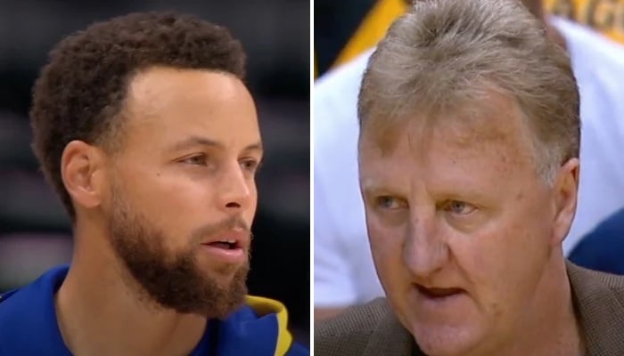 Les légendes NBA Stephen Curry et Larry Bird